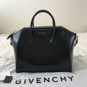 Givenchy Antigona Medium Black Leather Satchel Bag